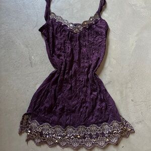 Weavers Plum Lace-Trim Slip Chemise
